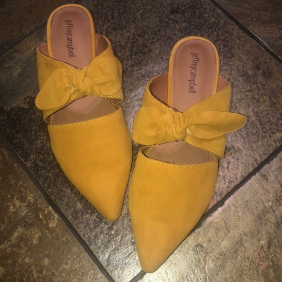 Jeffrey Campbell Shoes - Jeffery Campbell Charlin  Mustard Suede Mule 7.5